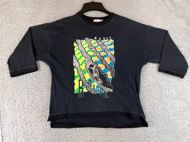 Morey Boogie Shirt Boys Extra Large Black Board Surf 3/4 Sleeve Vintage 80s