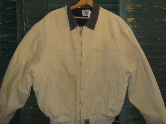J02395 CARHARTT Vtg 90s SANTA FE Canvas Corduroy Collar Trucker jacket Coat XL