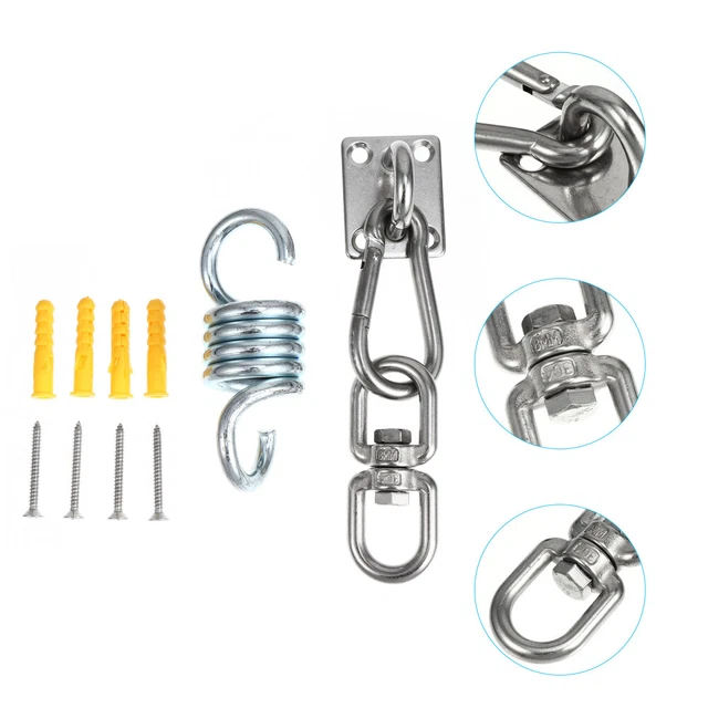2 Sätze Edelstahl Hängematte Hängen Kit Swing Hängende Karabiner Haken Frühling