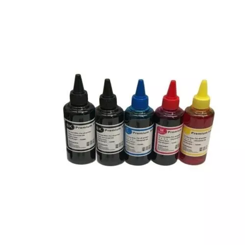 5 x 100ml Pigment Printer Refill Ink Fits Epson Brother HP ink Bottles