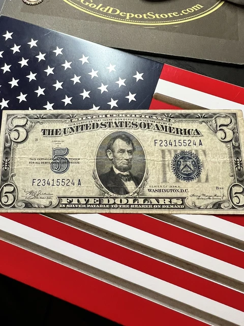 1934 A $5 Five Dollar Silver Certificate Blue Seal Nice Note F23415524A