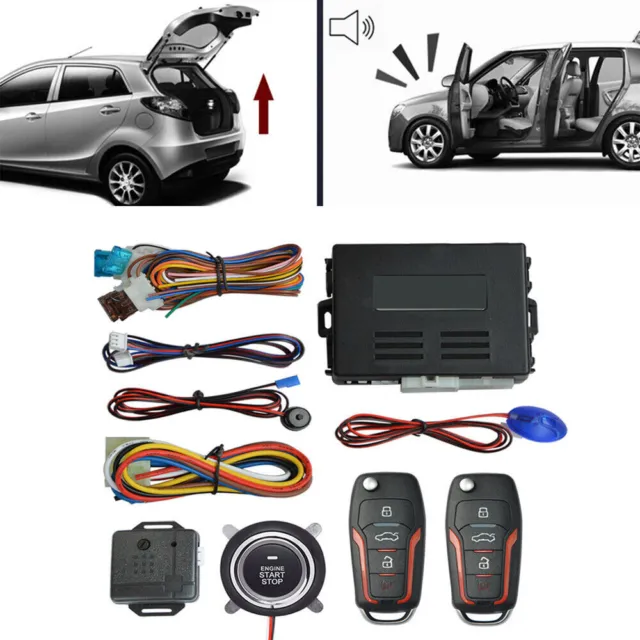 Car SUV Alarm System w/ Remote Engine Start Button Universal Keyless Entry Kit