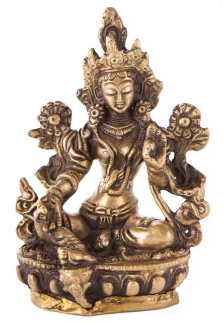 Grüne Tara Messing 9,5 cm 250 g Buddha Göttin Schutzpatron Feng-Shui Altarfigur