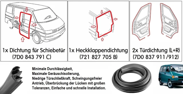 Dichtungssatz Für VW T6 Multivan Bus 2x Türen + 1x Heckklappe