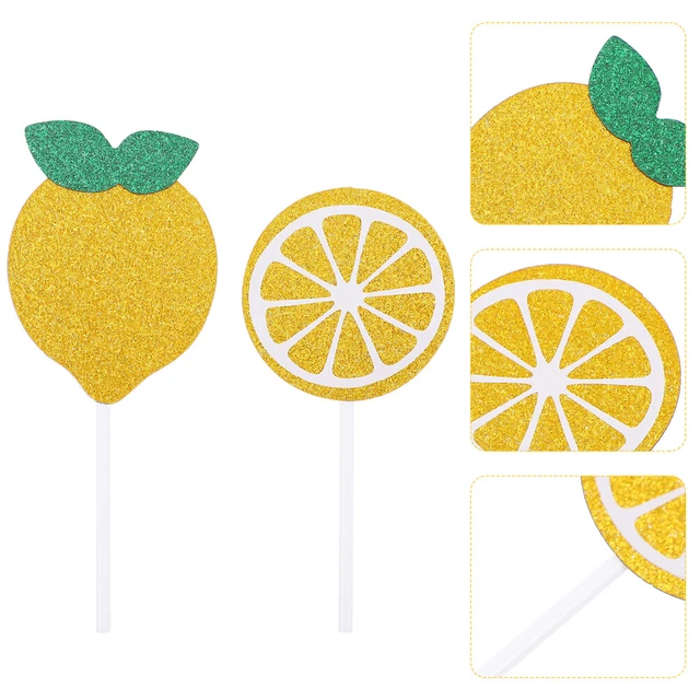 24 Pcs Lemon Cake Decorations Birthday Toppers Cakes Cupcake Baby Ingredients