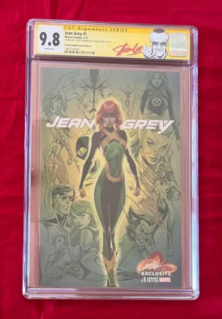 Jean Grey #1 Edition A CGC 9.8 Signed by J. Scott Campbell & Stan Lee Red Label!