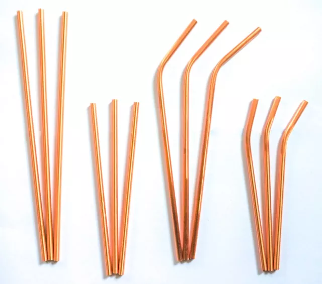 Slim Copper Straight/bent  Metal  Drinking Straws  Reusable Eco + Straw cleaner