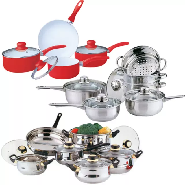 Cookware Set Saucepan Frying Pan Pot Stainless Steel Non Stick Glass Ceramic New