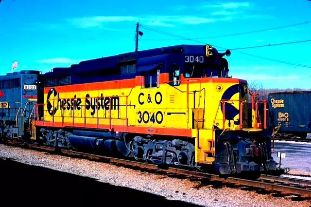 Original Kodachrome Slide Chesapeake & Ohio Gp-30 #3040 Riverdale, Il Nov 9 1986
