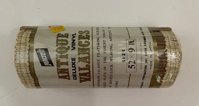 Sealed Mid Century JENCRAFT Vinyl Cafe Curtains "Antique Mist" 52" x 9"