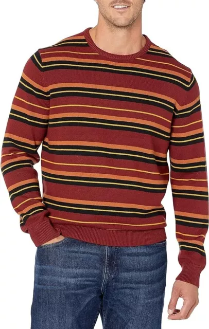 Goodthreads Men's Soft Cotton Crewneck Jumper (Available in Tall), Burgundy/Navy