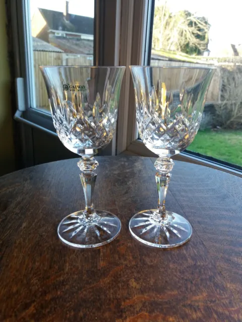 PAIR of GALWAY CRYSTAL 'LONGFORD' WINE GLASSES 17cm 3