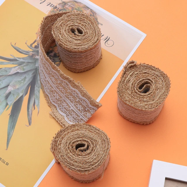 6 rollos cinta de yute encaje arpillera artesanal tela manual de Navidad