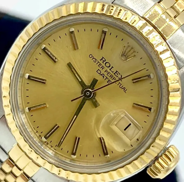 Rolex "Lady-Datejust" Champagne 26mm 18K Yellow Gold & SS Watch 69173