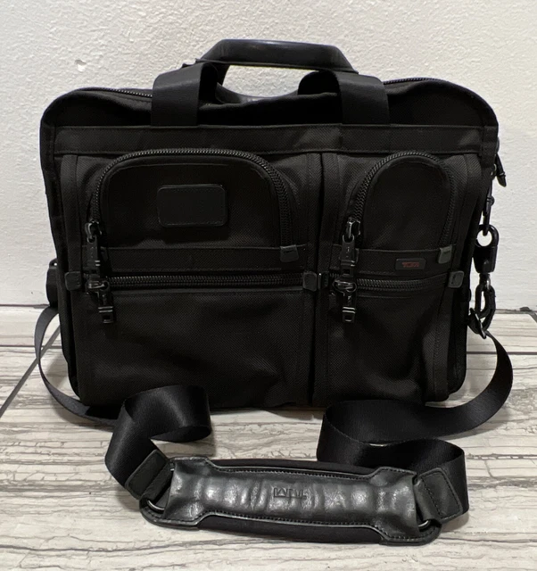 TUMI ALPHA Briefcase Black Ballistic Nylon Expandable File Laptop Bag 26141DH 2