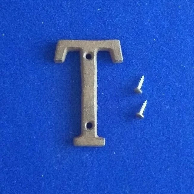 Letters T Cast Iron Rustic Look Brown 3 inch Screws House Barn Gate Wall Decore