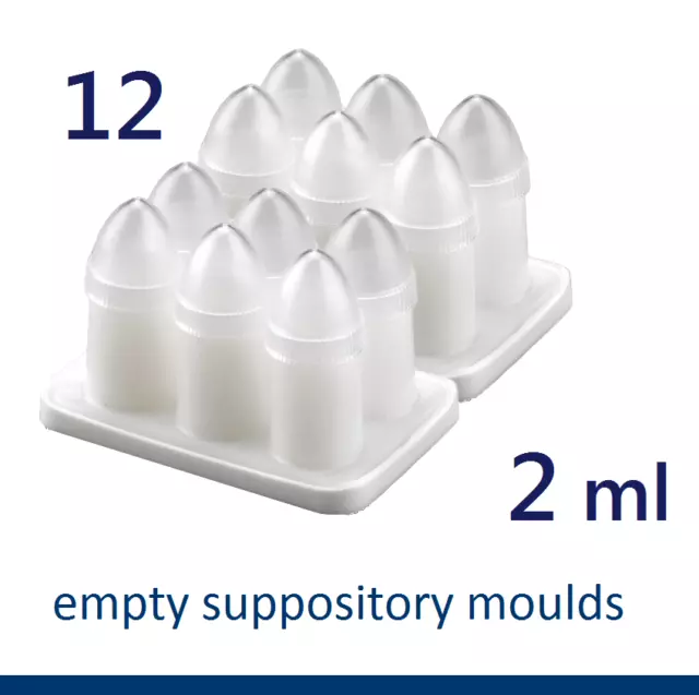 36 Empty 2ml Disposable Plastic Suppository Molds/Shells FREE Pipette!