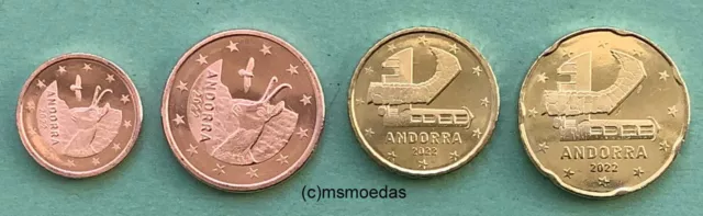 Andorra 4 Euro Münzen 2022 KMS mit 1 Cent, 5 Cent, 10 Cent, 20 Cent Euromünzen