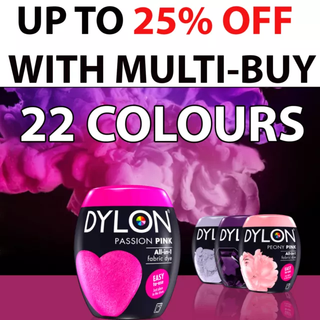 22 Colours Dylon Fabric & Clothes Dye Dylon Machine Dye Black Blue Gray Pink Red