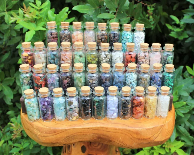 Genuine Gemstone Chips in Beautiful Large 2" Display Bottles: AAA Crystal Chips!