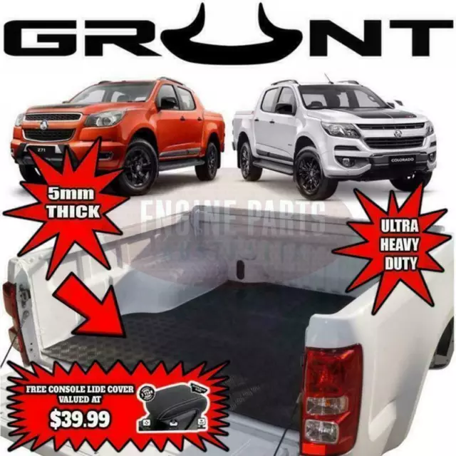 Grunt 4x4 Rubber checker plate ute mat for Holden Colorado NO tub liner + FREE