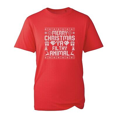 Maglietta Merry Christmas Ya Filthy Animal, Top Unisex Babbo Natale divertente brutto Natale