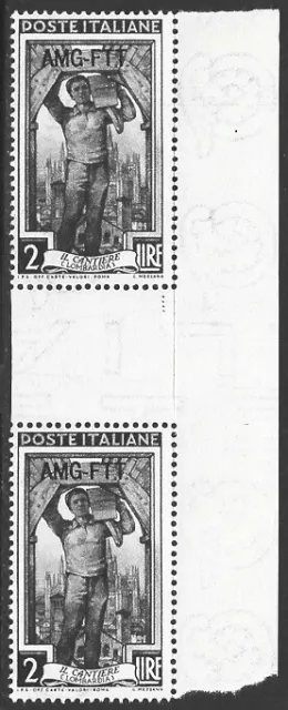 Italy Trieste A AMG-FTT 1950-54 Italy to Work 2L GUTTER PAIR #92 VF-NH