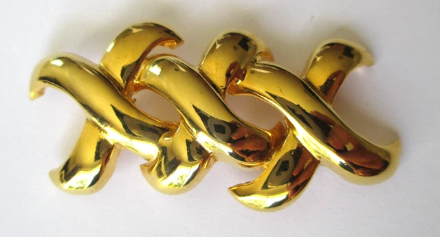 Broche Rétro Colibri - Métal Doré Poli Brillant - Modèle 524 - Occasion Bon état