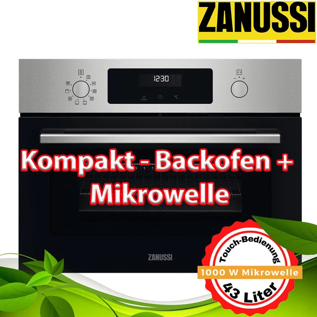 Zanussi Einbau Kompakt Backofen Mikrowelle Grill Heißluft Edelstahl Display NEU