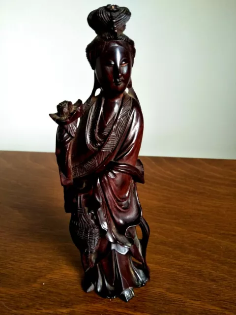 Antique Chinese Rosewood Wooden Figurine Carving