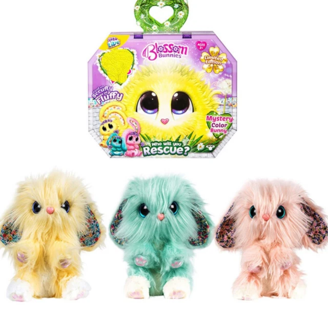 Scruff-a-Luvs Blossom Bunnies - Rescue Pet Soft Toy Rabbit Yellow Pink Blue