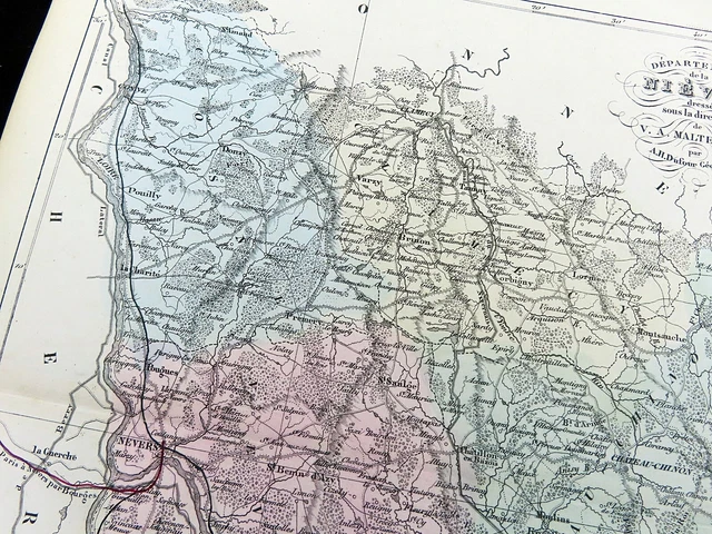 Antique Map of Nevers Cosne Cours sur Fourchambault Loire Nievre France 1853 4