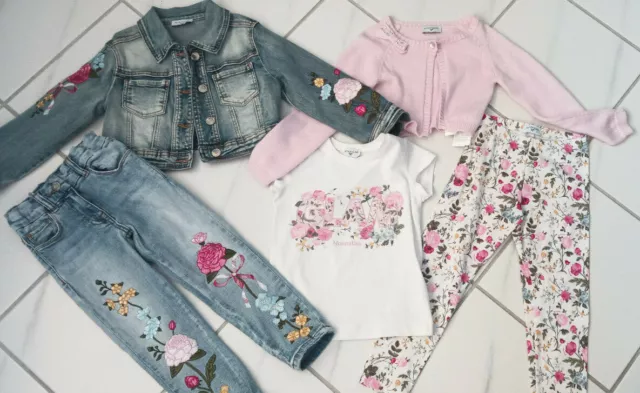 Monnalisa girl bundle 4-5 years outfit mix mutch flowers embroidery denim set