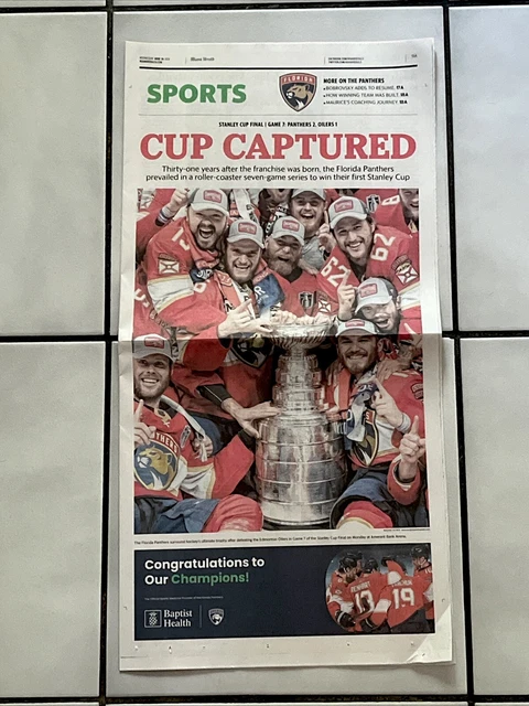 💥Florida Panthers 2024 Stanley Cup Champions Miami Herald Newspaper💥💥 ...