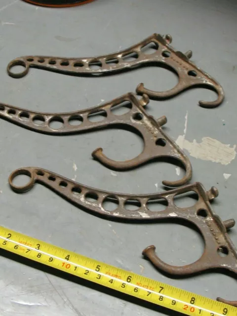 Antique Usa  Cast  Iron  Coat  Hooks (3)  Not Repros   Show Plating Loss