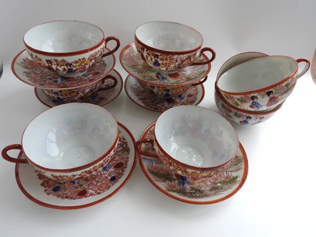 ANCIEN SERVICE À thé en porcelaine fine du Japon LITHOPHANE GEISHA EUR