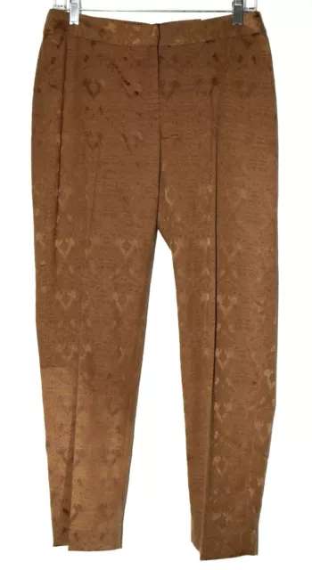 Ellen Tracy Betty Slim Ankle Straight Fit Cafe Brocade Womens Pants Size 2 NWT