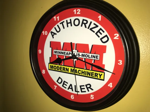 Minneapolis Moline Tractor AuthDealer Farm Barn Garage Clock Advertising Sign