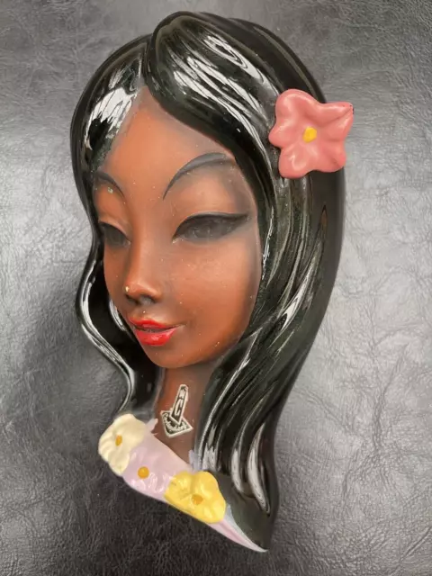 Seltene Cortendorf Wandmaske Nr 3696 Hula Hawaii Girl Midcentury #1151