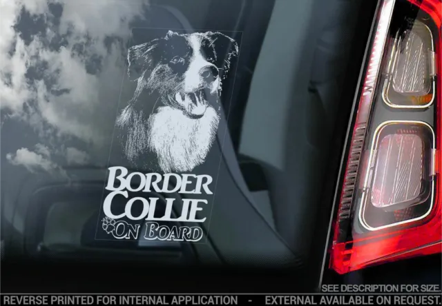 Border Collie Car Sticker - Dog On Board Bumper Window Decal Sign Gift Idea V07
