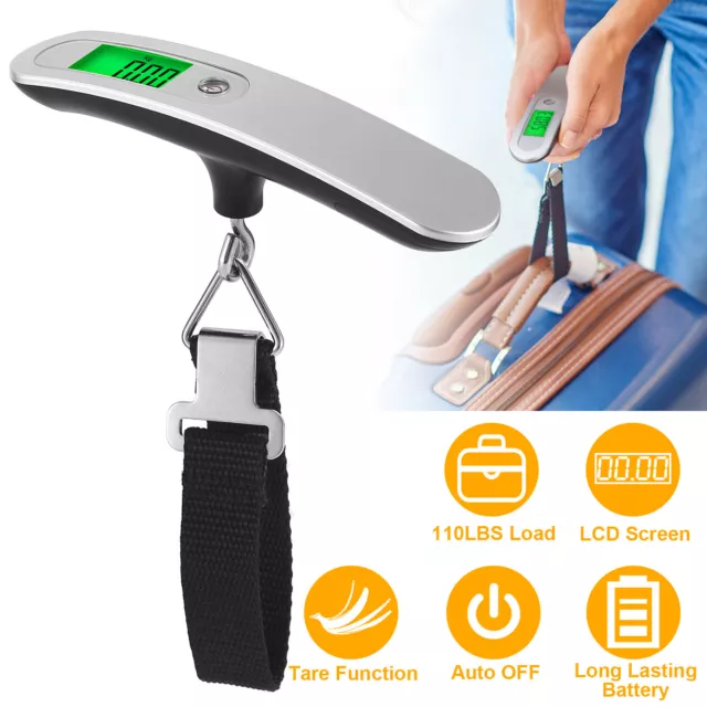 110lb / 50Kg Luggage Scale Digital LCD Travel Weight Scale Hand-grip Portable