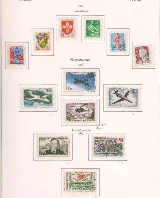 Frankreich - postfrische u. gestempelte Marken aus dem Jahr 1960