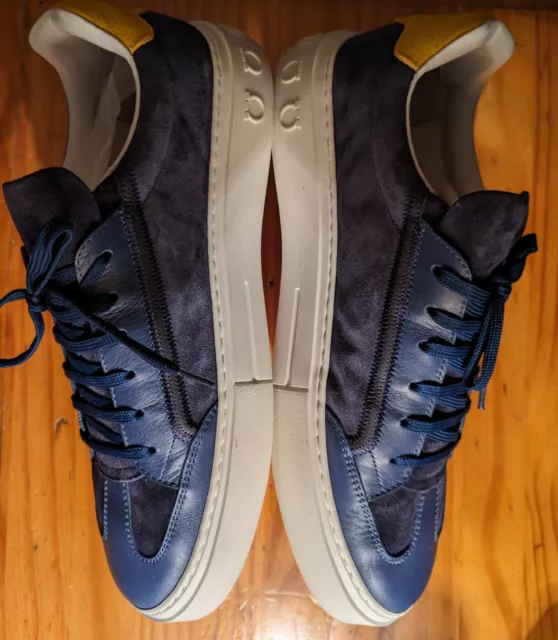 Salvatore Ferragamo BORG 5 Blue SUEDE/ Leather Sneakers Size 11.5