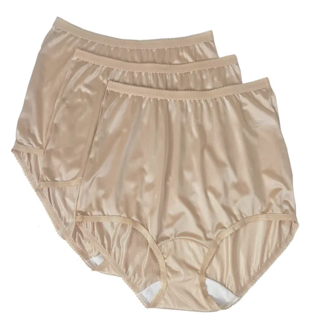 SHADOWLINE PANTY WOMENS Silky Nylon Granny Underwear High Waist Brief Ivory  3 Pk $23.79 - PicClick