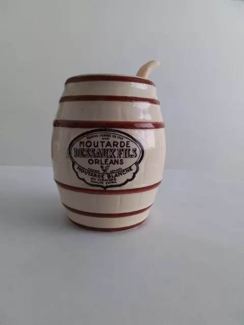 ancien pot à moutarde en céramique,forme tonneau DIGOIN&SARREGUEMINES.