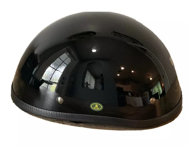 New Biker Head Motorcycle Half Helmet Small 55-56 Box Cover Guide BLACK DOT CERT