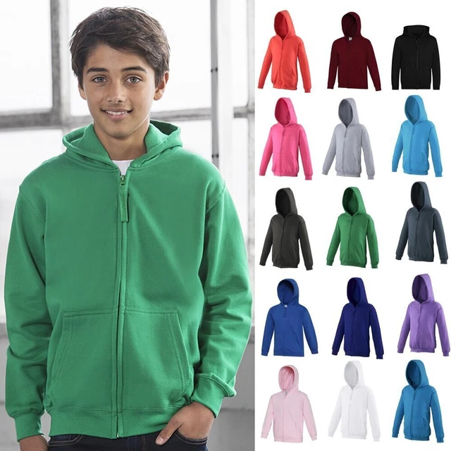 AWDis Just Hoods Kids Zoodie - Boys Girls plain casual Zipped Hoodie |Ages 3-13