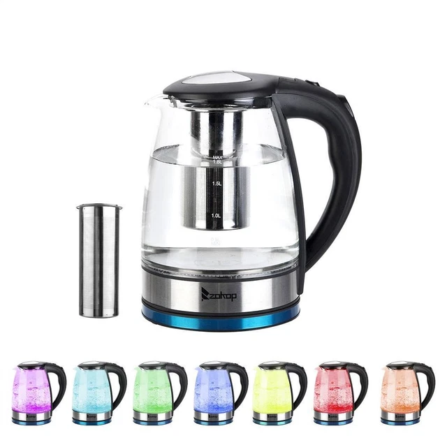 Electric Kitchen Glass Water Tea Kettle 1500W 1.8L Auto Shut-off LED Durable