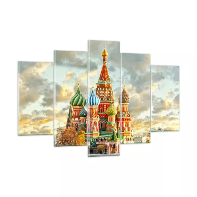Cuadro Sobre Vidrio 150x100cm Cuadros Pared Rusia moscú catedral cuadrado rojo