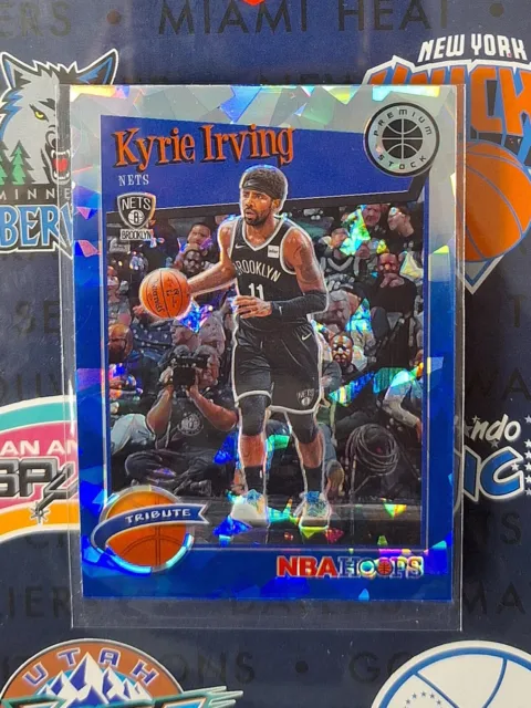 Kyrie Irving 2019-20 NBA Hoops Tribute Prizm Blue Cracked Ice Premium Stock #290